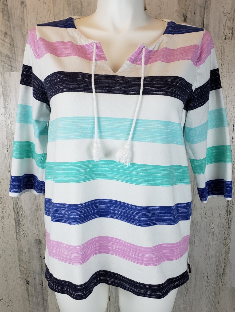Talbots Striped V-Neck Sweatshirt Size 1X